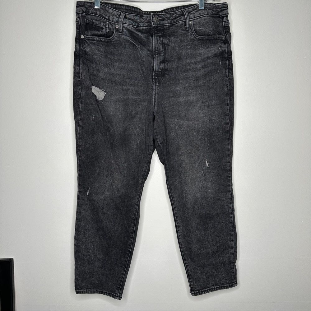 Old Navy O.G Straight Black Acid wash Distressed Mom Jean